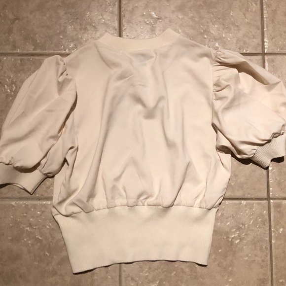 Brand New French Connection Women's Jenna Rib Trim Puff Sleeve Top - Picture 9 of 10